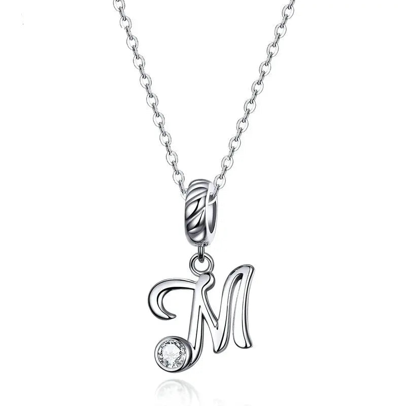 Pendant with chain for woman letter - Sterling silver