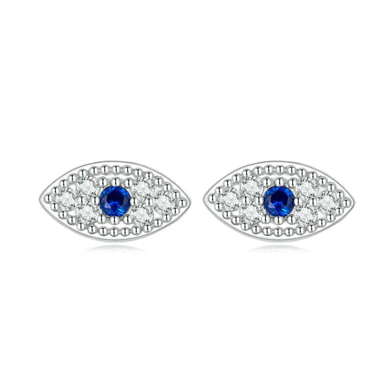 Women's Earrings - Blue protective eye.925 and cubic zirconia