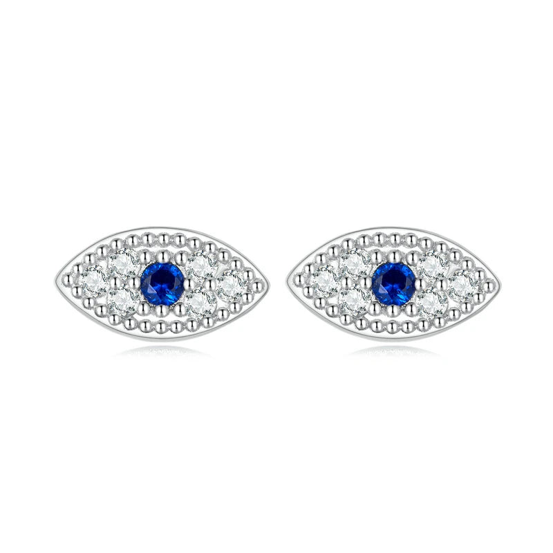 Women's Earrings - Blue protective eye.925 and cubic zirconia