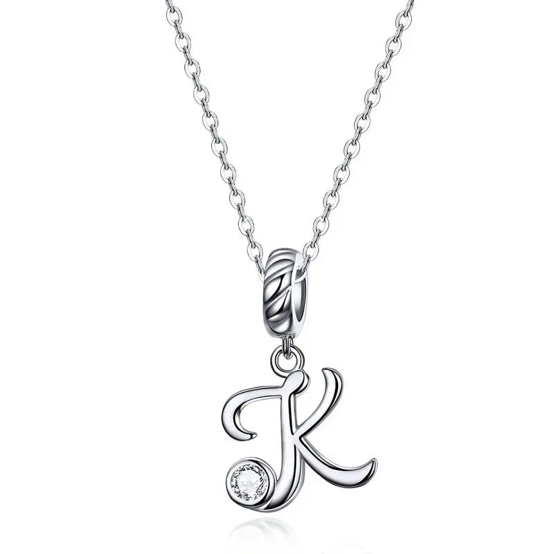 Pendant with chain for woman letter - Sterling silver