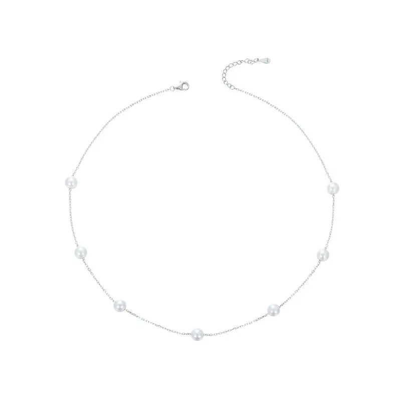 Dainty Shell Pearl Necklace 925 Sterling Silver