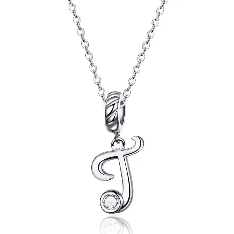 Pendant with chain for woman letter - Sterling silver