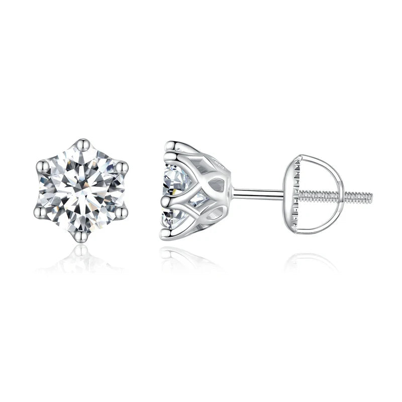 Stud earrings in sterling silver with cubic zirconia