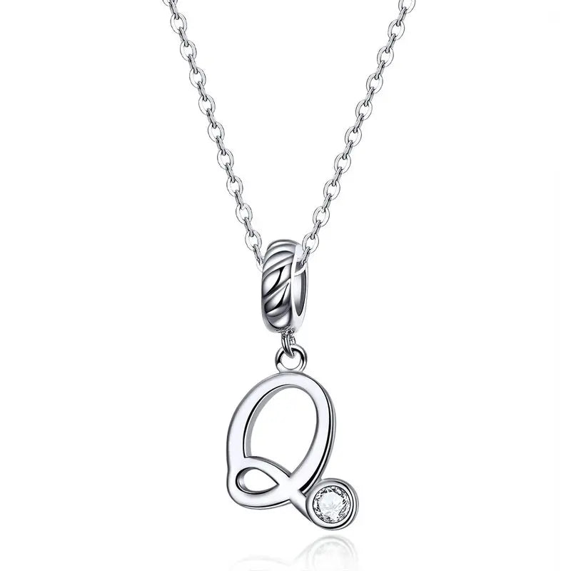 Pendant with chain for woman letter - Sterling silver