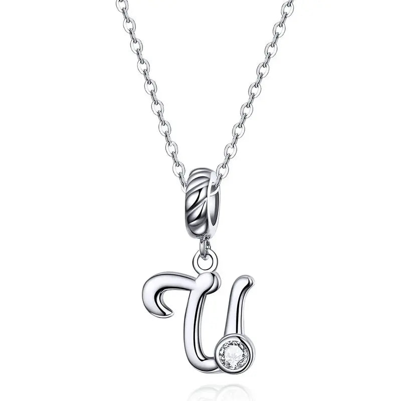 Pendant with chain for woman letter - Sterling silver