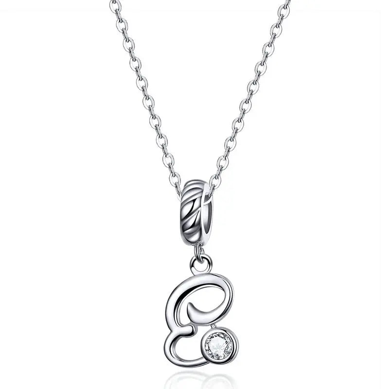 Pendant with chain for woman letter - Sterling silver