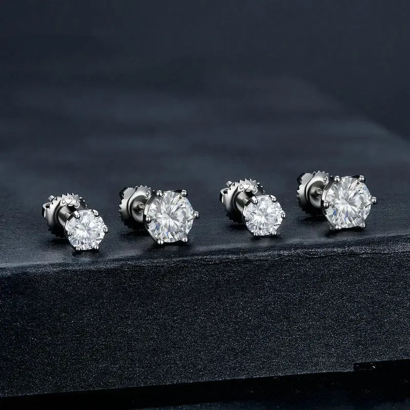 Stud earrings in sterling silver with cubic zirconia