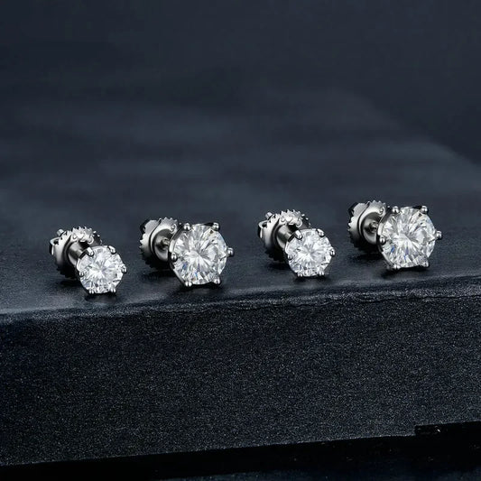 Stud earrings in sterling silver with cubic zirconia