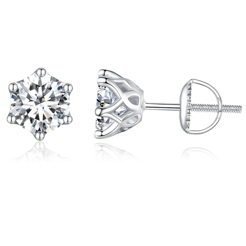 Stud earrings in sterling silver with cubic zirconia