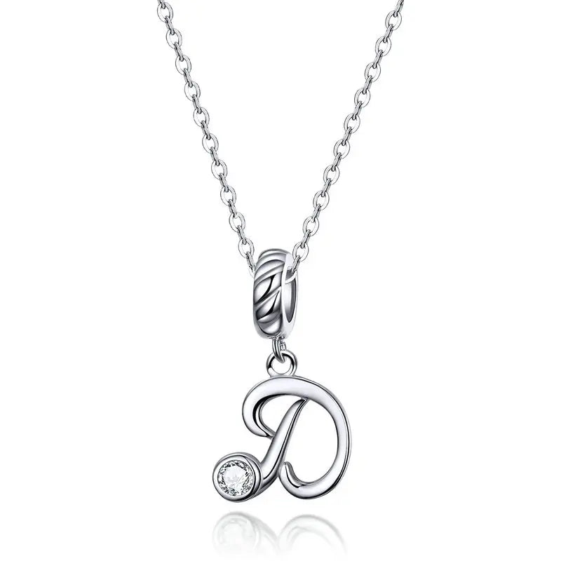 Pendant with chain for woman letter - Sterling silver