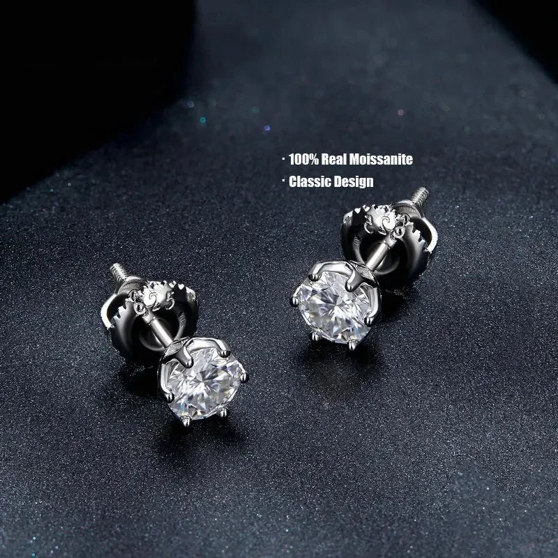 Stud earrings in sterling silver with cubic zirconia